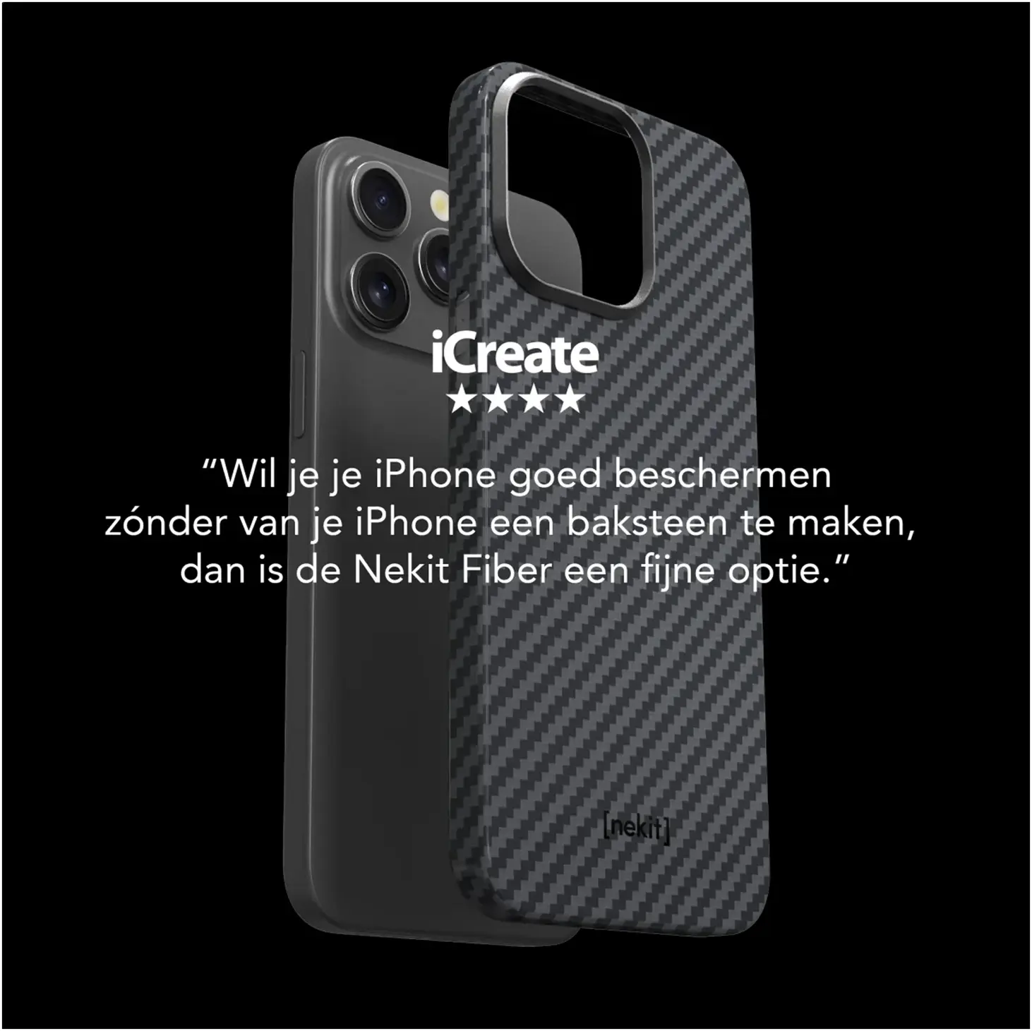 NEKIT Fiber Apple iPhone 18 Pro Hoesje MagSafe / Qi2 Kevlar Back Cover Dun Zwart afbeelding 7