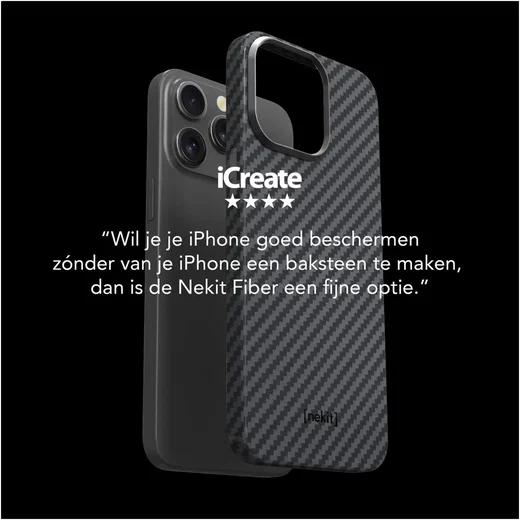 NEKIT Fiber Apple iPhone 18 Pro Hoesje MagSafe / Qi2 Kevlar Back Cover Dun Zwart afbeelding 7