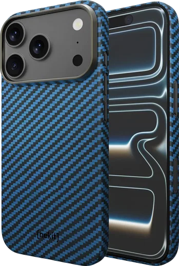 NEKIT Fiber Apple iPhone 18 Pro Hoesje MagSafe / Qi2 Kevlar Back Cover Dun Blauw afbeelding 12