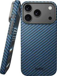 NEKIT Fiber Apple iPhone 18 Pro Hoesje MagSafe / Qi2 Kevlar Back Cover Dun Blauw afbeelding