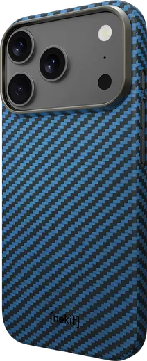 NEKIT Fiber Apple iPhone 18 Pro Hoesje MagSafe / Qi2 Kevlar Back Cover Dun Blauw afbeelding 10