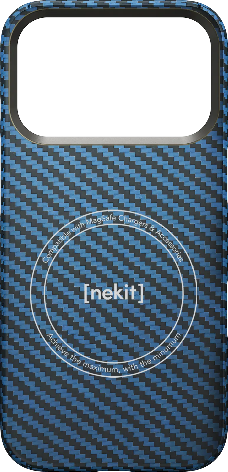 NEKIT Fiber Apple iPhone 18 Pro Hoesje MagSafe / Qi2 Kevlar Back Cover Dun Blauw afbeelding 16