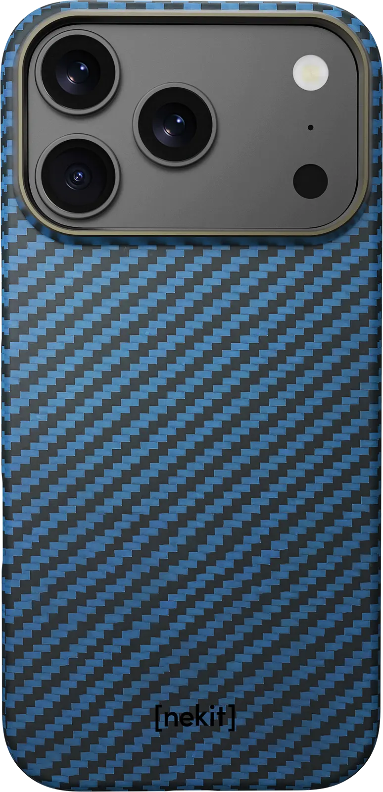 NEKIT Fiber Apple iPhone 18 Pro Hoesje MagSafe / Qi2 Kevlar Back Cover Dun Blauw afbeelding 15