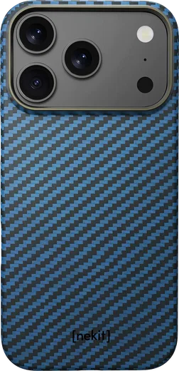 NEKIT Fiber Apple iPhone 18 Pro Hoesje MagSafe / Qi2 Kevlar Back Cover Dun Blauw afbeelding 15