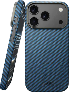 NEKIT Fiber Apple iPhone 18 Pro Max Hoesje MagSafe / Qi2 Kevlar Back Cover Blauw