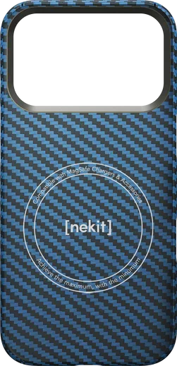 NEKIT Fiber Apple iPhone 18 Pro Max Hoesje MagSafe / Qi2 Kevlar Back Cover Blauw afbeelding 13