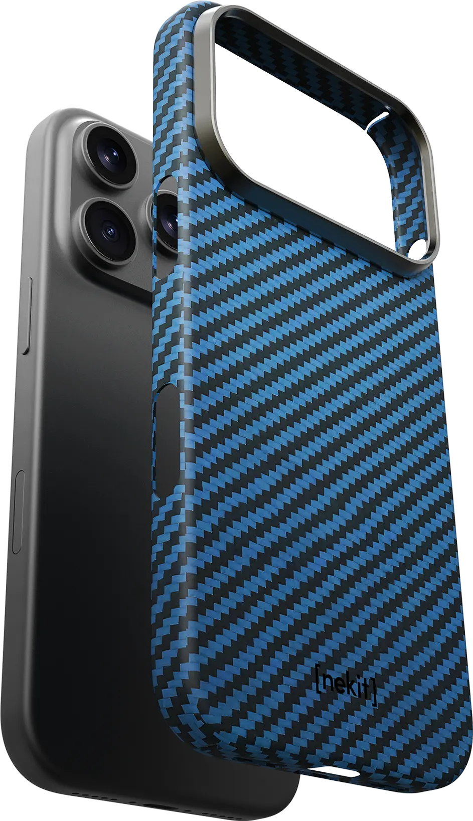 NEKIT Fiber Apple iPhone 18 Pro Max Hoesje MagSafe / Qi2 Kevlar Back Cover Blauw afbeelding 11