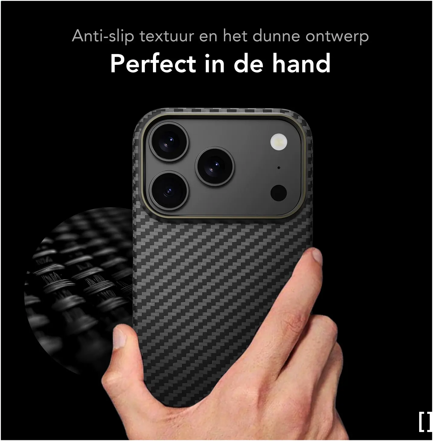 NEKIT Fiber Apple iPhone 18 Pro Max Hoesje MagSafe / Qi2 Kevlar Back Cover Zwart afbeelding 7