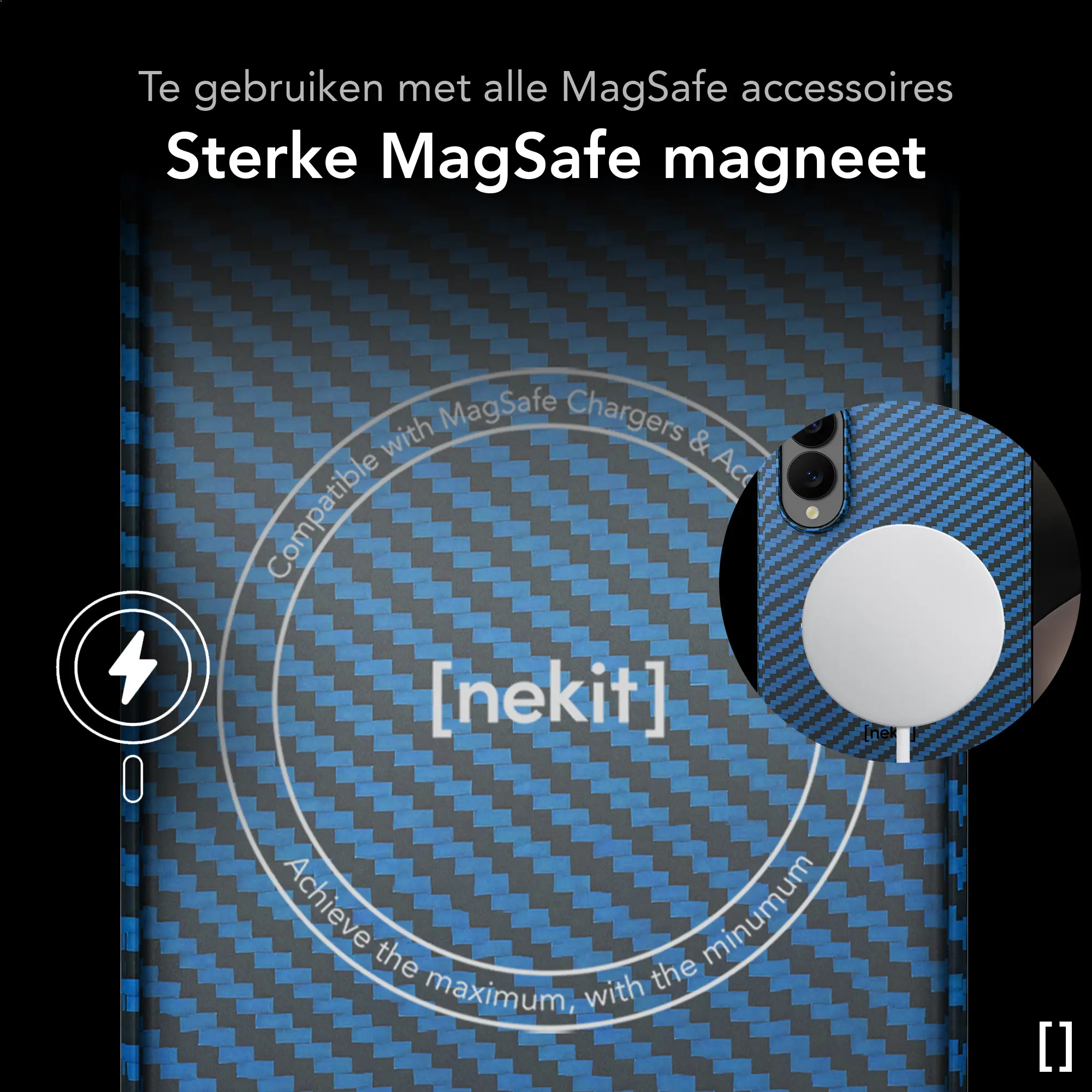 NEKIT Fiber Samsung Galaxy Z Fold 8 Hoesje MagSafe Kevlar Back Cover Dun Blauw afbeelding 5