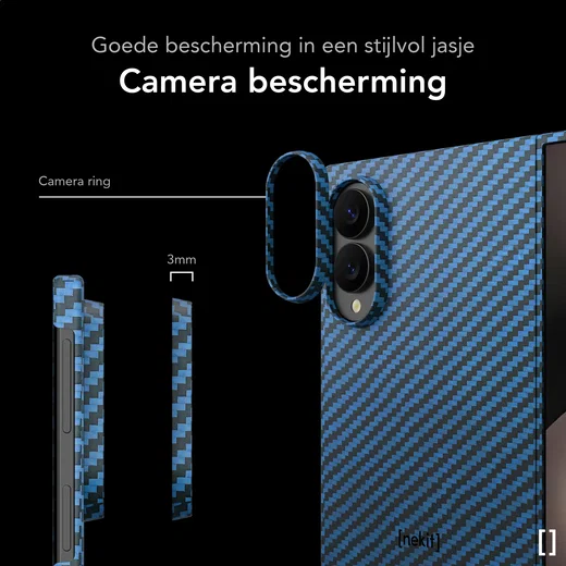NEKIT Fiber Samsung Galaxy Z Fold 8 Hoesje MagSafe Kevlar Back Cover Dun Blauw afbeelding 3
