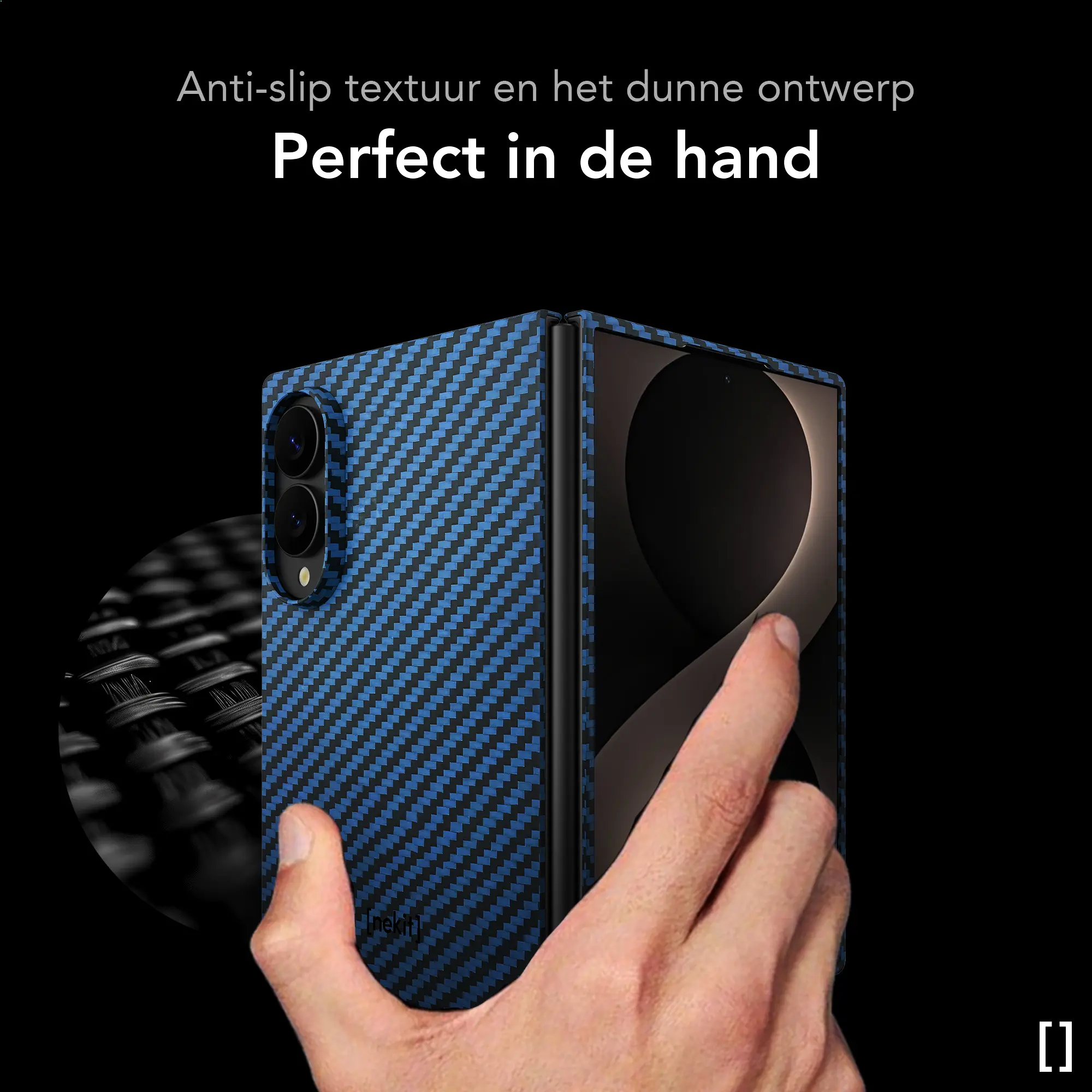 NEKIT Fiber Samsung Galaxy Z Fold 8 Hoesje MagSafe Kevlar Back Cover Dun Blauw afbeelding 6