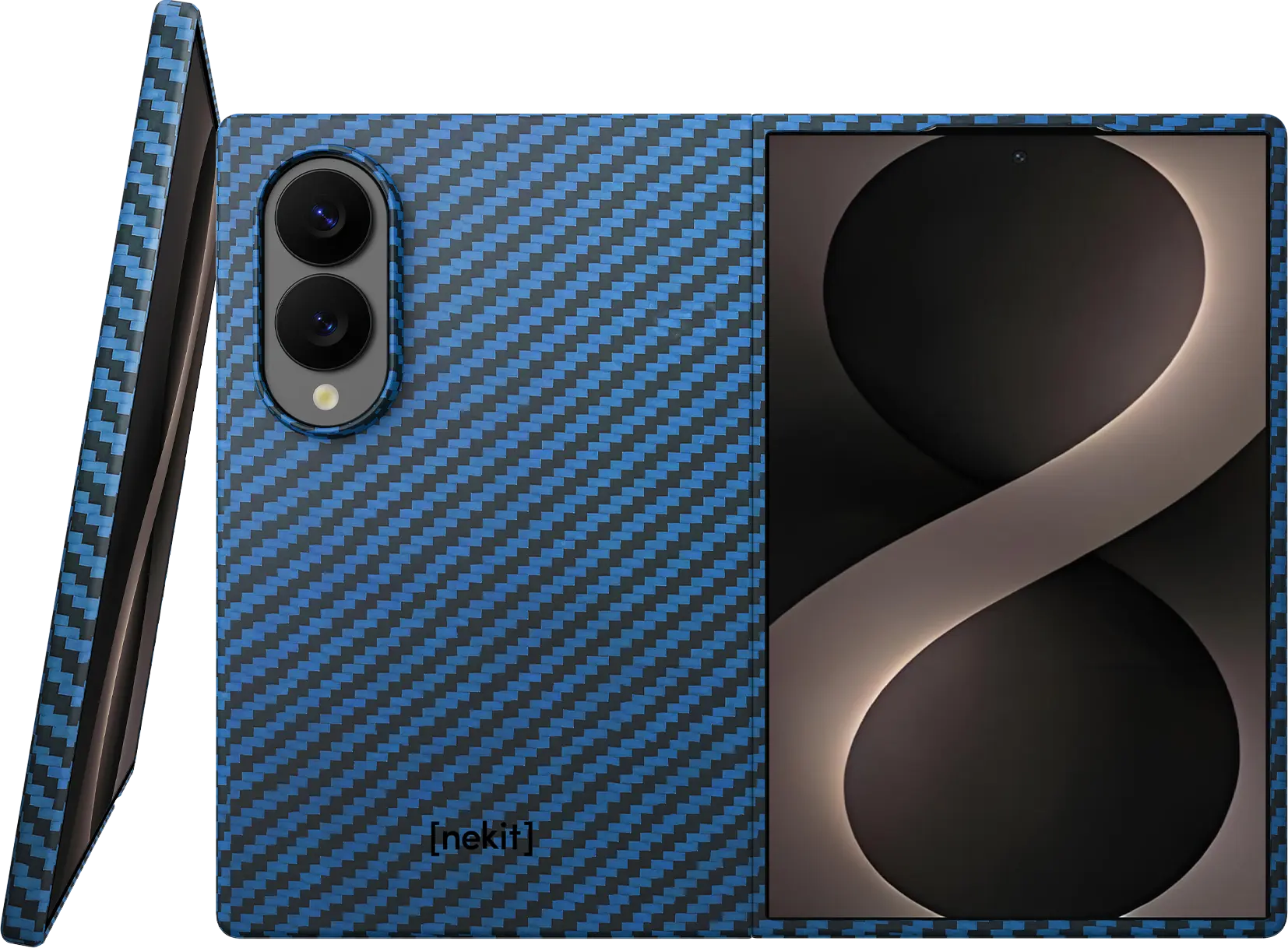 NEKIT Fiber Samsung Galaxy Z Fold 8 Hoesje MagSafe Kevlar Back Cover Dun Blauw afbeelding 1