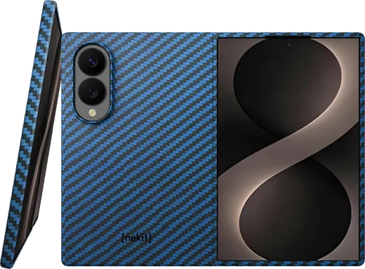 NEKIT Fiber Samsung Galaxy Z Fold 8 Hoesje MagSafe Kevlar Back Cover Dun Blauw afbeelding 1