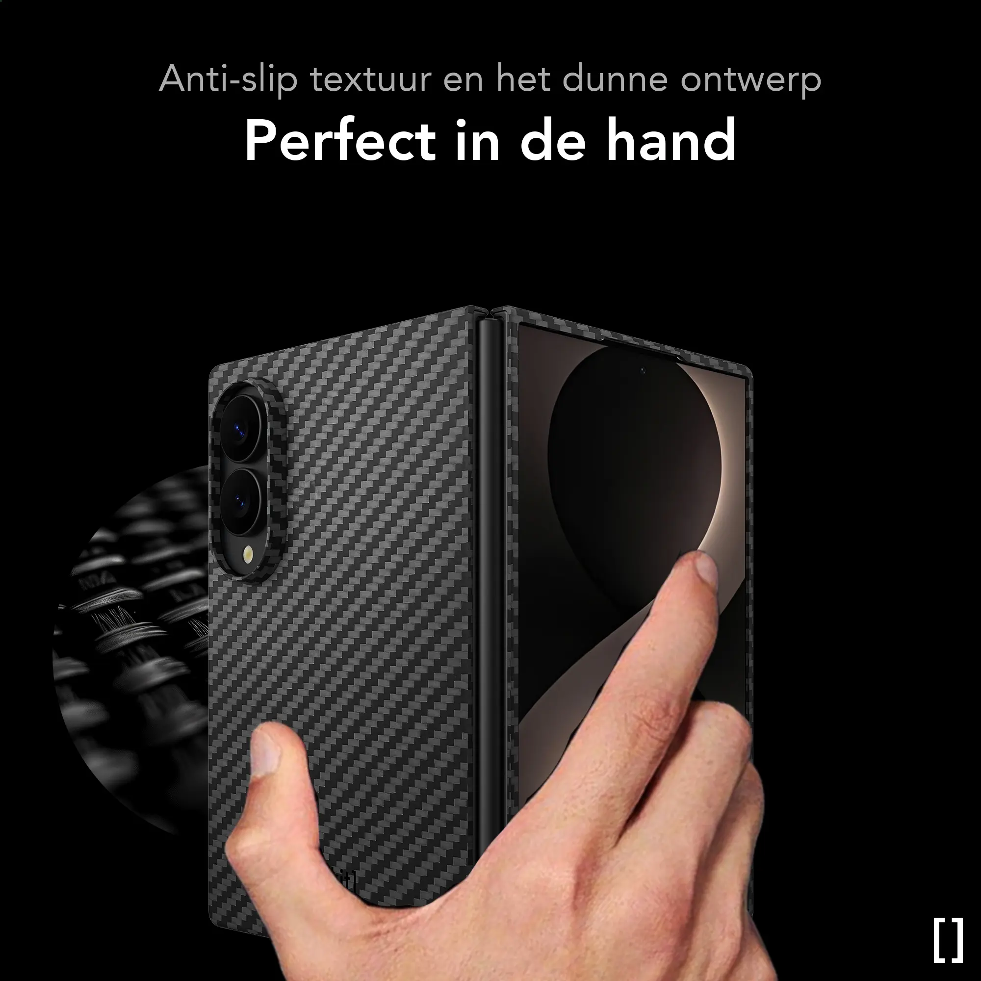 NEKIT Fiber Samsung Galaxy Z Fold 8 Hoesje MagSafe Kevlar Back Cover Dun Zwart afbeelding 5