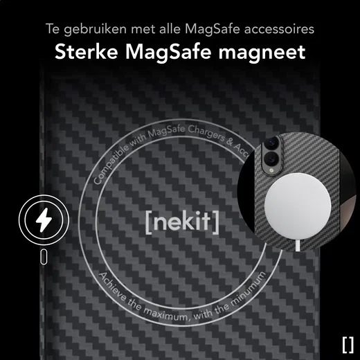 NEKIT Fiber Samsung Galaxy Z Fold 8 Hoesje MagSafe Kevlar Back Cover Dun Zwart afbeelding 6