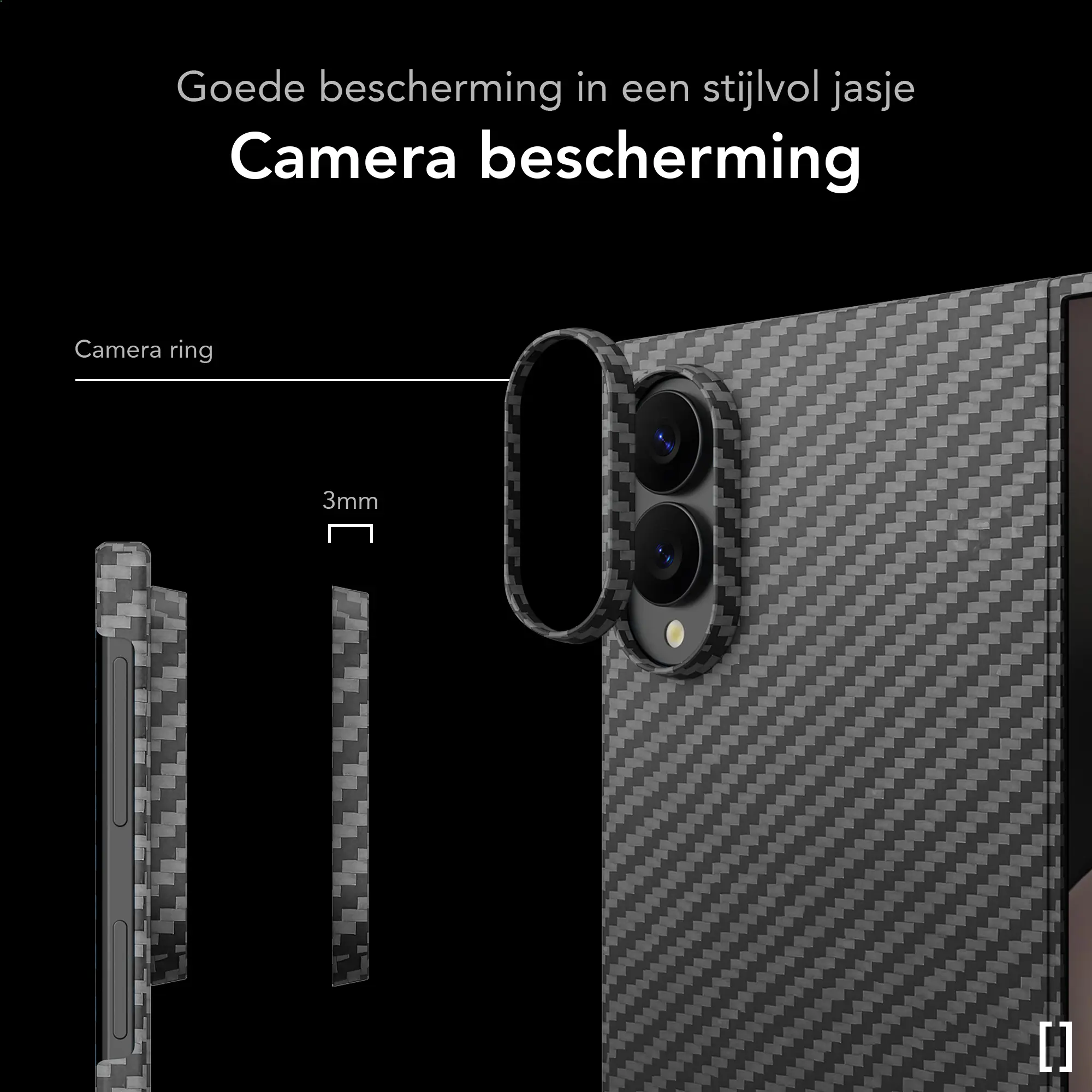 NEKIT Fiber Samsung Galaxy Z Fold 8 Hoesje MagSafe Kevlar Back Cover Dun Zwart afbeelding 3