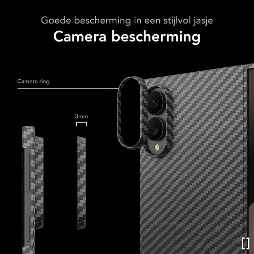 NEKIT Fiber Samsung Galaxy Z Fold 8 Hoesje MagSafe Kevlar Back Cover Dun Zwart afbeelding 3