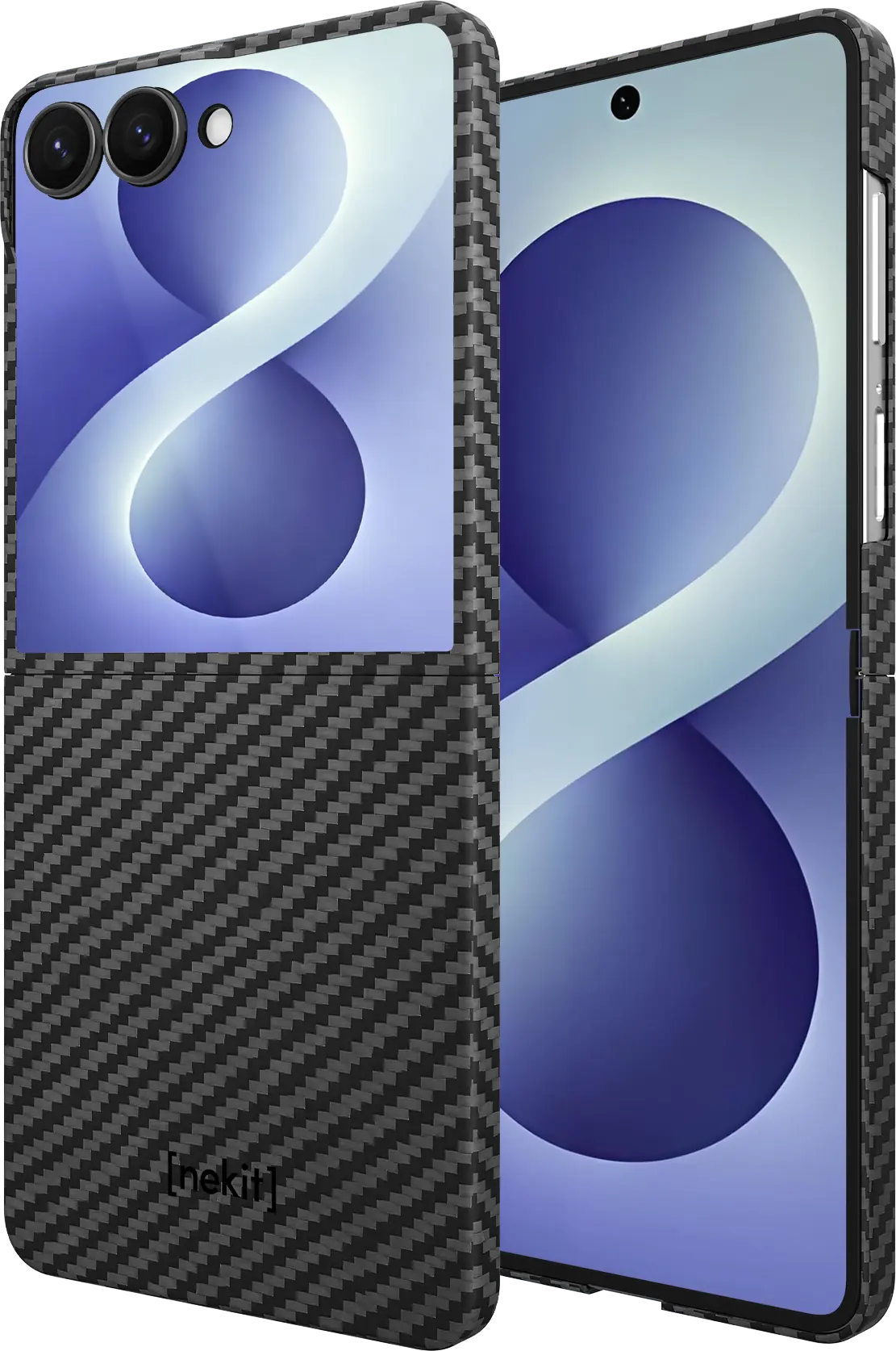 NEKIT Fiber Samsung Galaxy Z Flip 8 Hoesje MagSafe Kevlar Back Cover Dun Zwart afbeelding 11