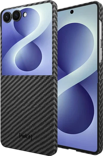 NEKIT Fiber Samsung Galaxy Z Flip 8 Hoesje MagSafe Kevlar Back Cover Dun Zwart afbeelding 11