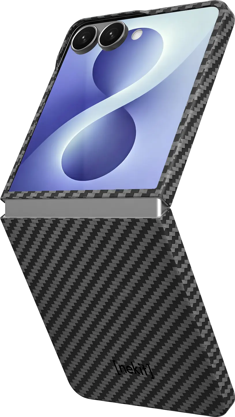 NEKIT Fiber Samsung Galaxy Z Flip 8 Hoesje MagSafe Kevlar Back Cover Dun Zwart afbeelding 16
