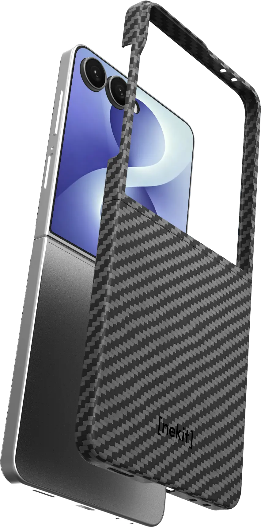 NEKIT Fiber Samsung Galaxy Z Flip 8 Hoesje MagSafe Kevlar Back Cover Dun Zwart afbeelding 14