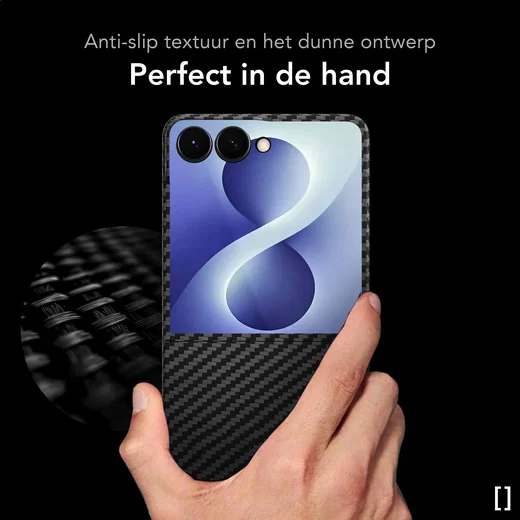 NEKIT Fiber Samsung Galaxy Z Flip 8 Hoesje MagSafe Kevlar Back Cover Dun Zwart afbeelding 3