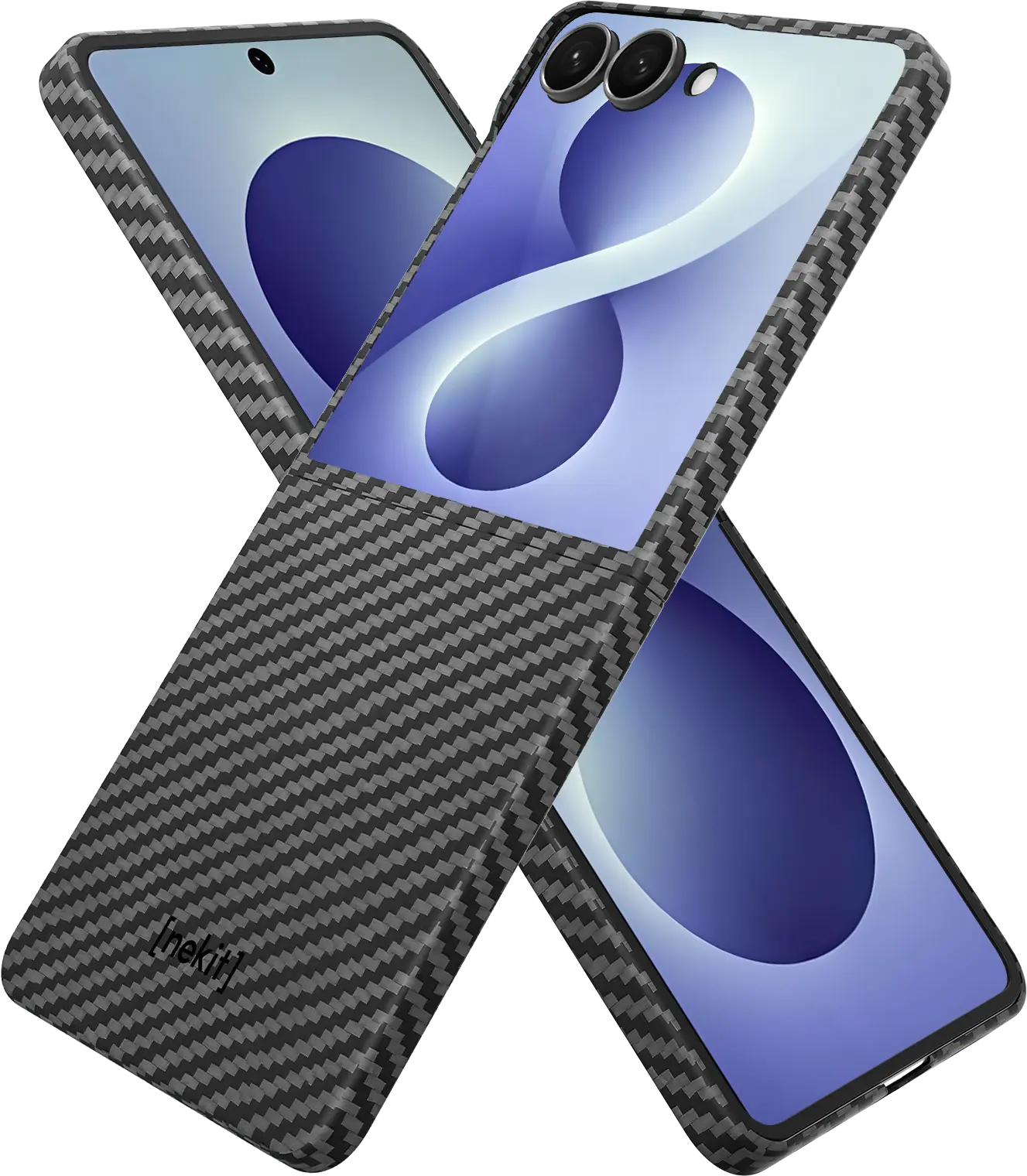 NEKIT Fiber Samsung Galaxy Z Flip 8 Hoesje MagSafe Kevlar Back Cover Dun Zwart afbeelding 15