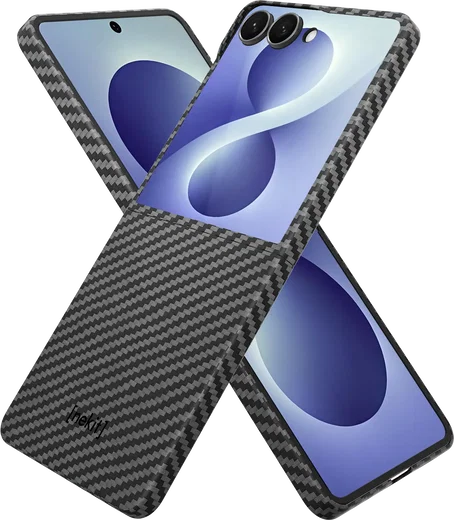 NEKIT Fiber Samsung Galaxy Z Flip 8 Hoesje MagSafe Kevlar Back Cover Dun Zwart afbeelding 15