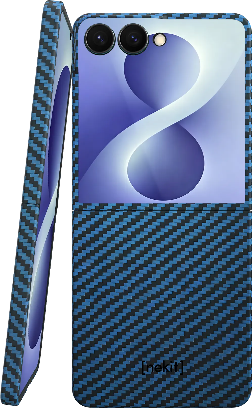 NEKIT Fiber Samsung Galaxy Z Flip 8 Hoesje MagSafe Kevlar Back Cover Dun Blauw afbeelding 1