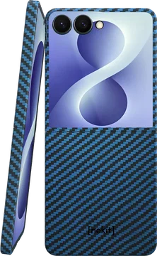 NEKIT Fiber Samsung Galaxy Z Flip 8 Hoesje MagSafe Kevlar Back Cover Dun Blauw