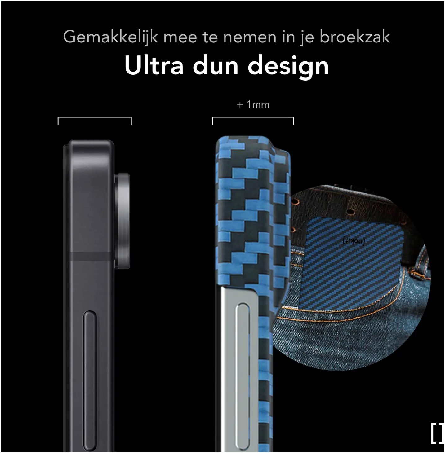 NEKIT Fiber Samsung Galaxy Z Flip 8 Hoesje MagSafe Kevlar Back Cover Dun Blauw afbeelding 5