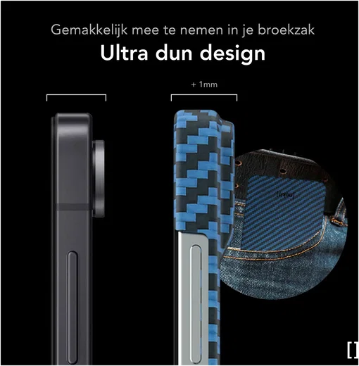NEKIT Fiber Samsung Galaxy Z Flip 8 Hoesje MagSafe Kevlar Back Cover Dun Blauw afbeelding 5