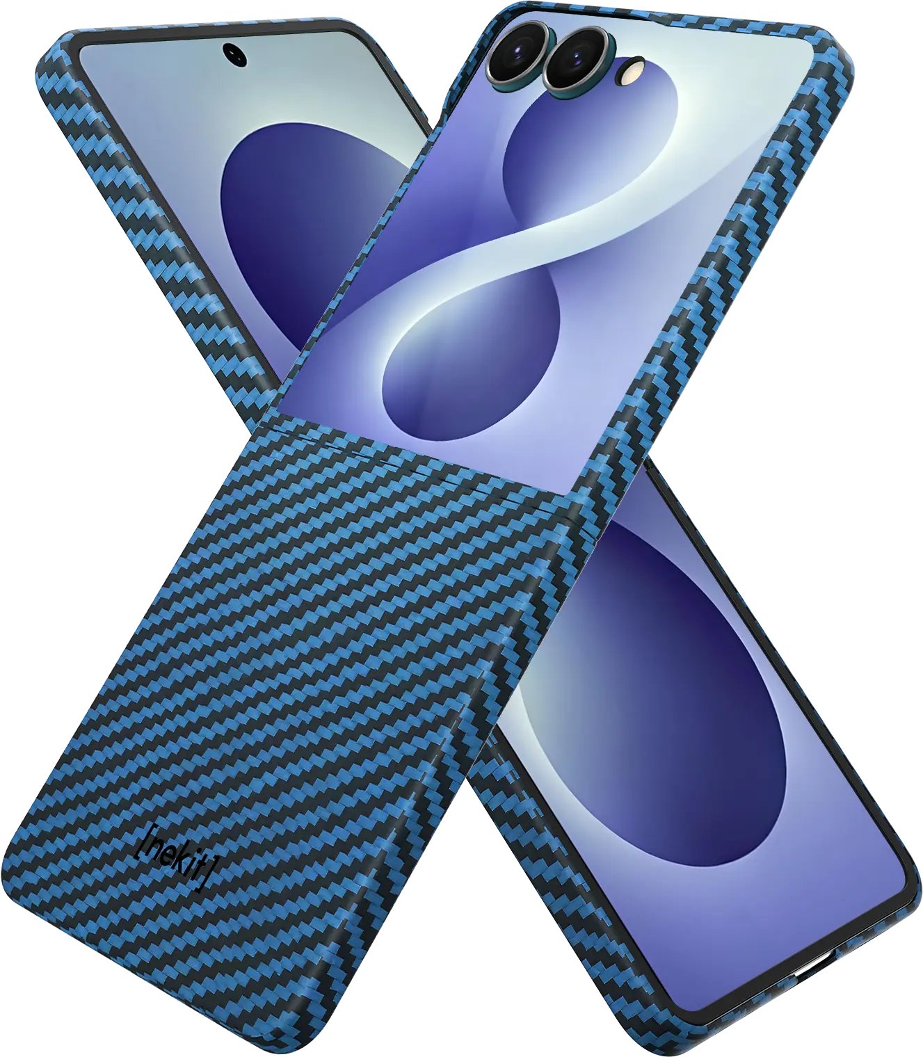 NEKIT Fiber Samsung Galaxy Z Flip 8 Hoesje MagSafe Kevlar Back Cover Dun Blauw afbeelding 12