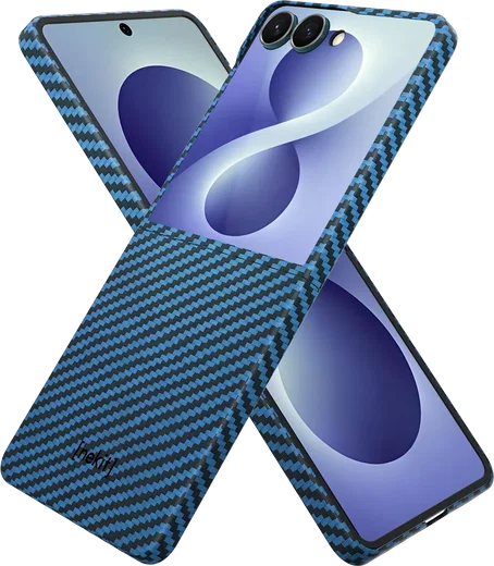 NEKIT Fiber Samsung Galaxy Z Flip 8 Hoesje MagSafe Kevlar Back Cover Dun Blauw afbeelding 12