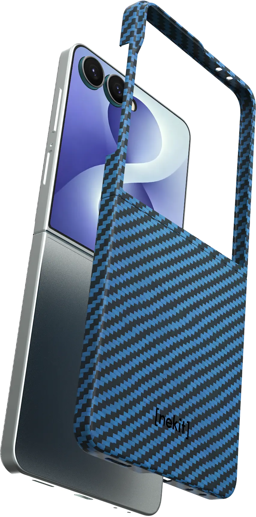 NEKIT Fiber Samsung Galaxy Z Flip 8 Hoesje MagSafe Kevlar Back Cover Dun Blauw afbeelding 11