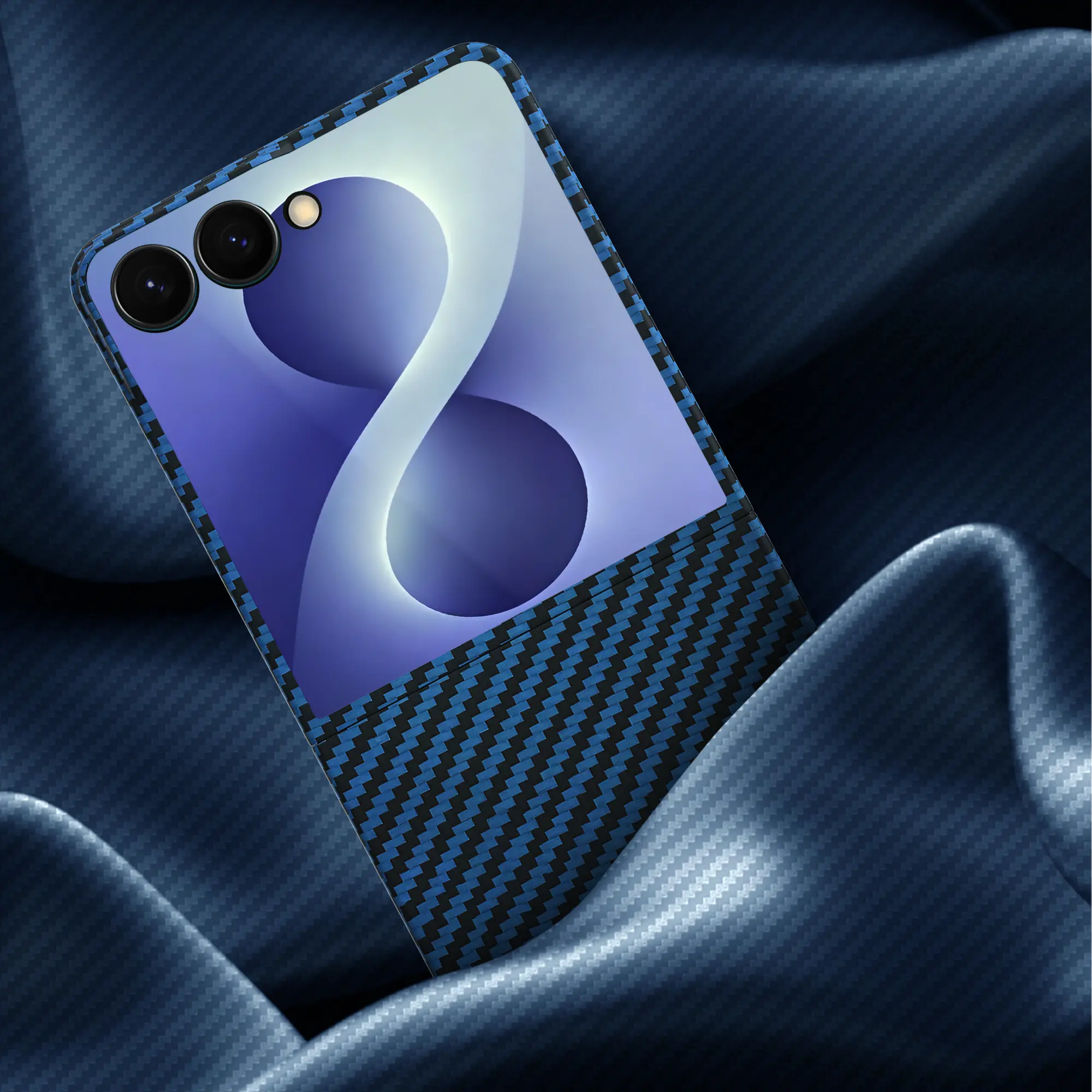 NEKIT Fiber Samsung Galaxy Z Flip 8 Hoesje MagSafe Kevlar Back Cover Dun Blauw afbeelding 2