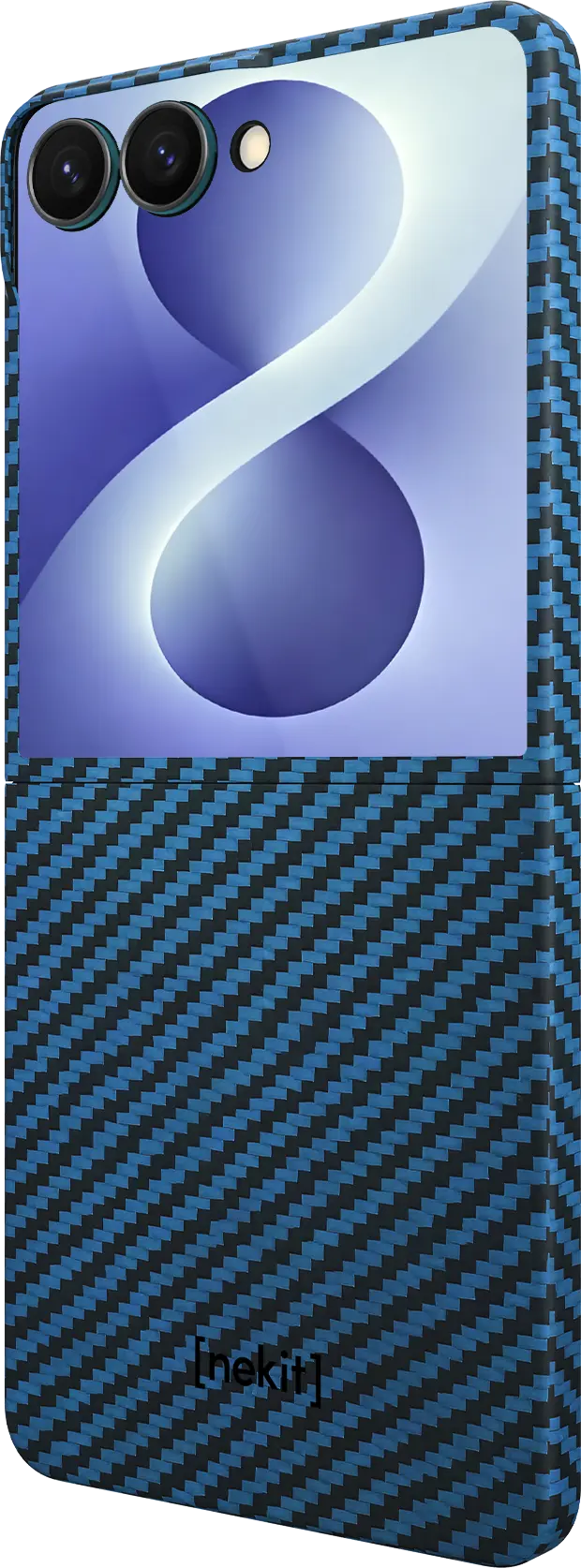 NEKIT Fiber Samsung Galaxy Z Flip 8 Hoesje MagSafe Kevlar Back Cover Dun Blauw afbeelding 15