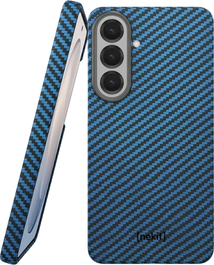 NEKIT Fiber Samsung Galaxy S26 FE Hoesje MagSafe / Qi2 Kevlar Dun Blauw afbeelding 1
