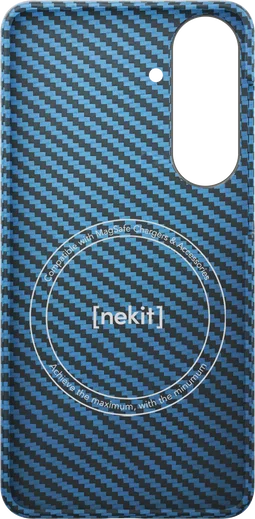 NEKIT Fiber Samsung Galaxy S26 FE Hoesje MagSafe / Qi2 Kevlar Dun Blauw afbeelding 10