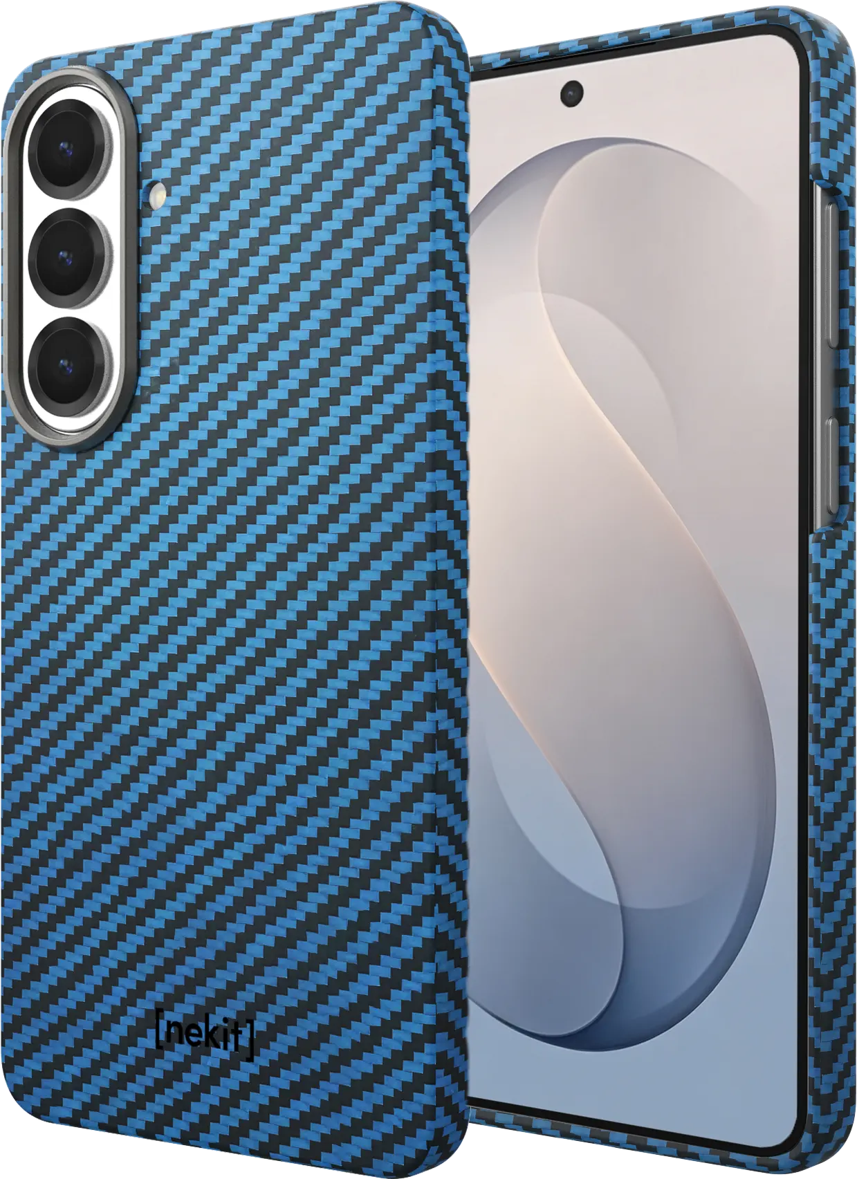 NEKIT Fiber Samsung Galaxy S26 FE Hoesje MagSafe / Qi2 Kevlar Dun Blauw afbeelding 13