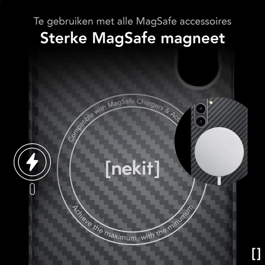 NEKIT Fiber Samsung Galaxy S26 FE Hoesje MagSafe / Qi2 Kevlar Cover Dun Zwart afbeelding 5