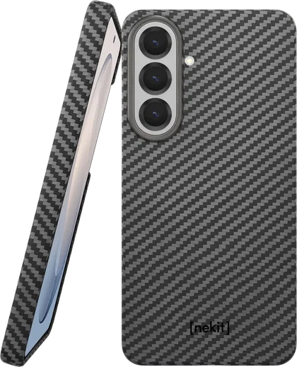 NEKIT Fiber Samsung Galaxy S26 FE Hoesje MagSafe / Qi2 Kevlar Cover Dun Zwart afbeelding 1