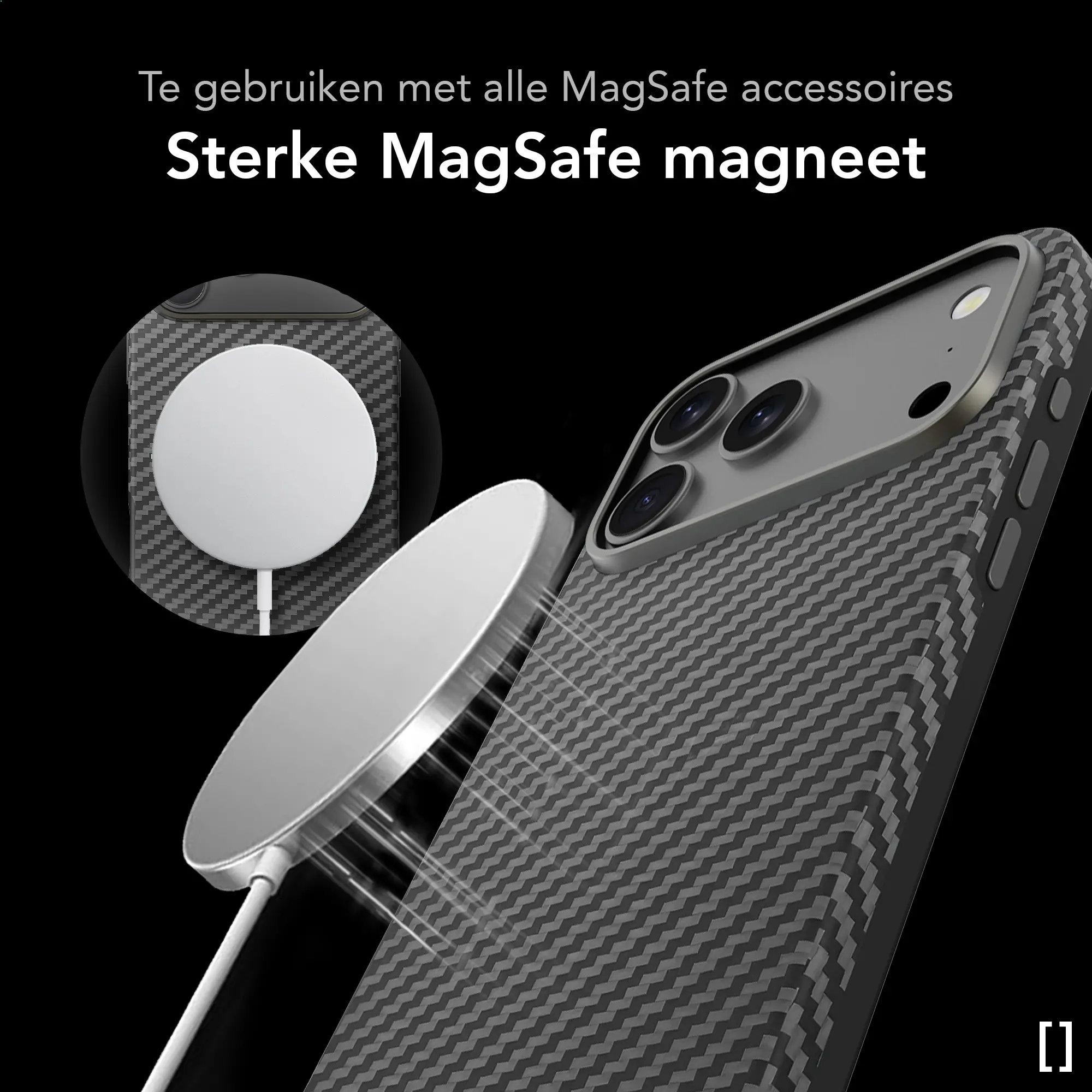 NEKIT Fiber Pro Apple iPhone 18 Pro Hoesje MagSafe Kevlar Back Cover Zwart afbeelding 5