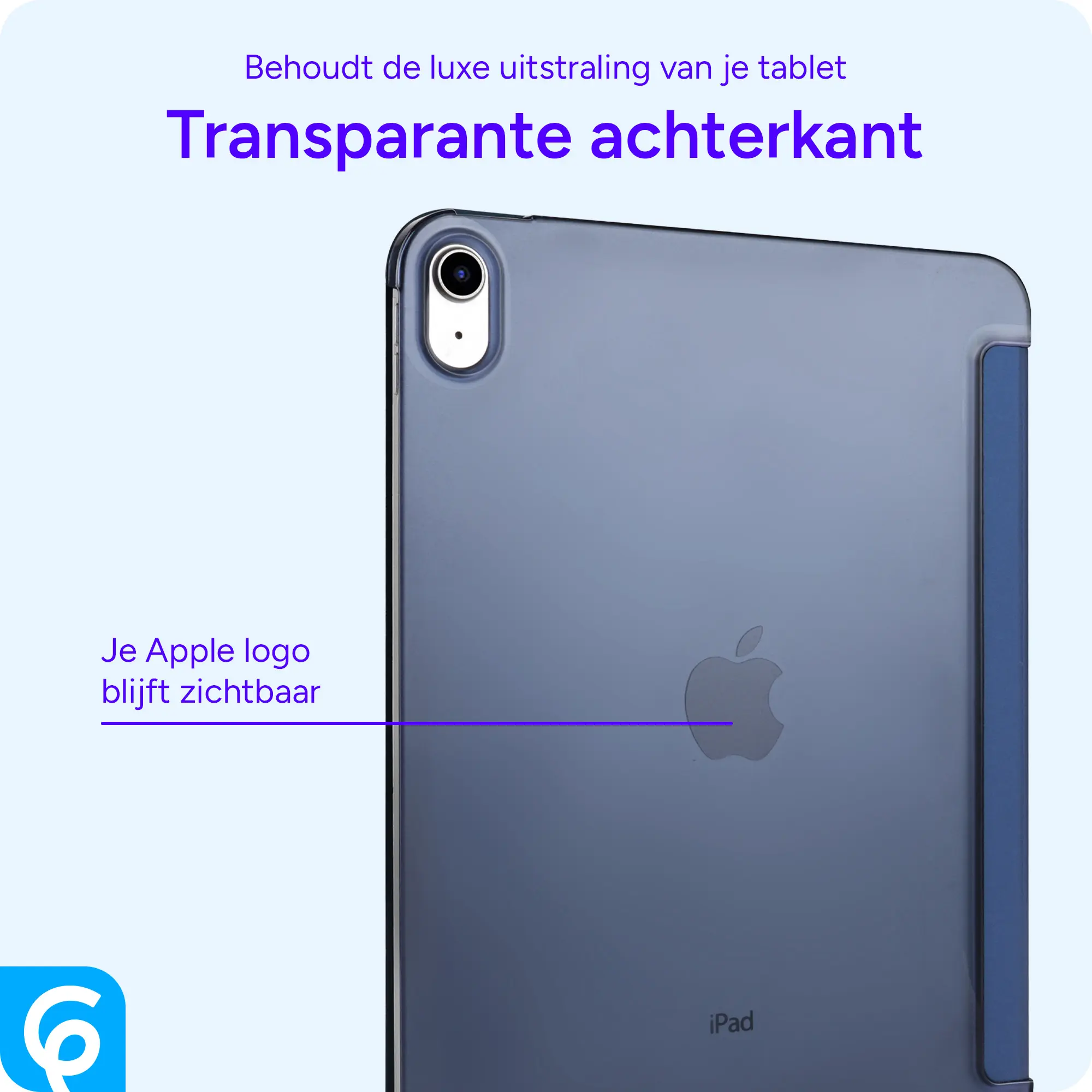 Apple iPad 11 (25) / 10.9 (22) Hoes Transparante Tri-Fold Book Case Blauw afbeelding 2