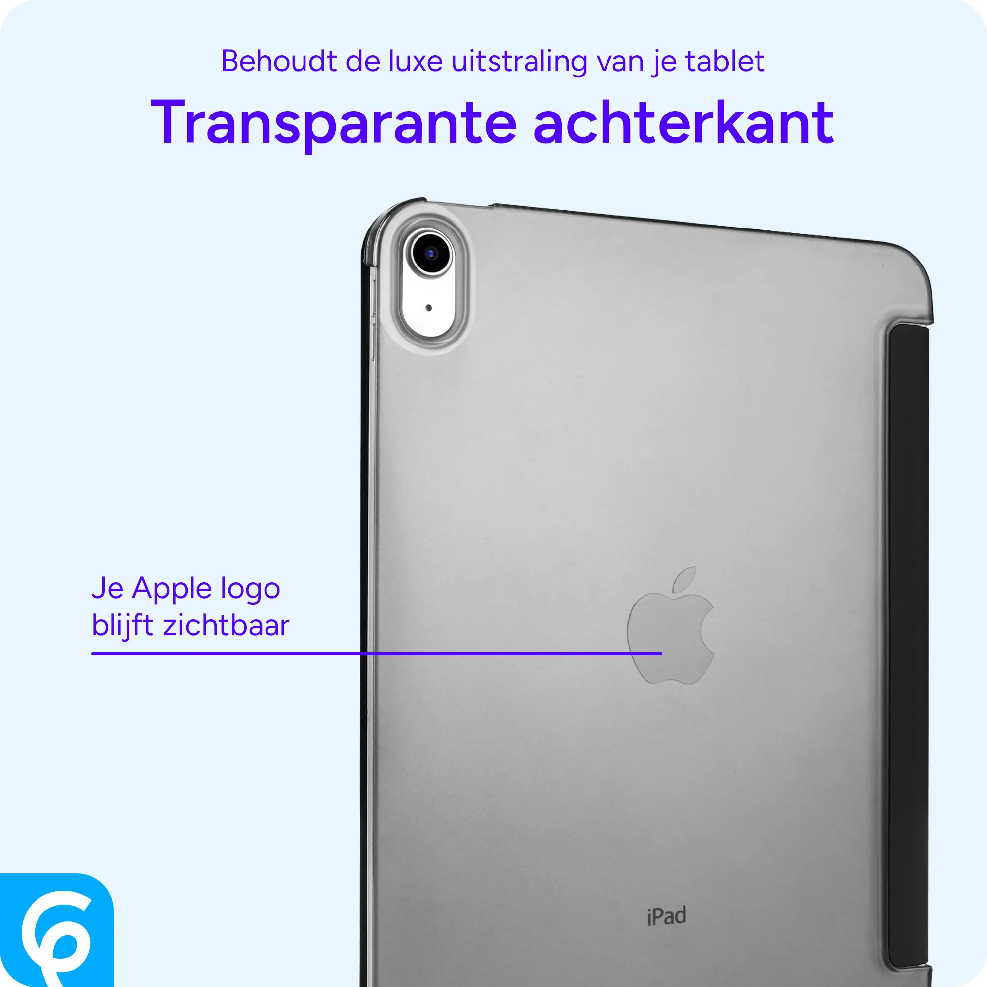 Apple iPad 11 (25) / 10.9 (22) Hoes Transparante Tri-Fold Book Case Zwart afbeelding 2