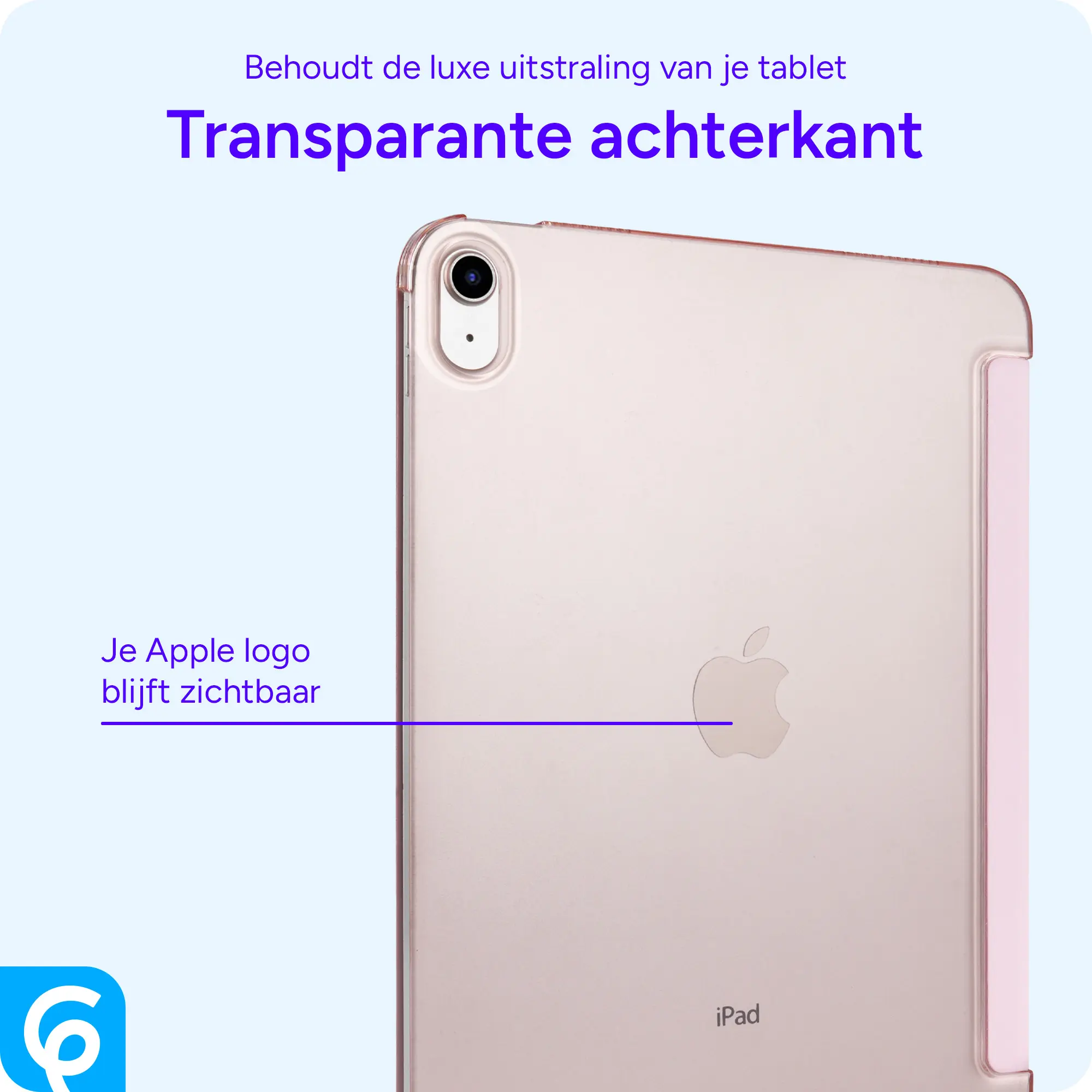 Apple iPad 11 (25) / 10.9 (22) Hoes Transparante Tri-Fold Book Case Lichtroze afbeelding 2