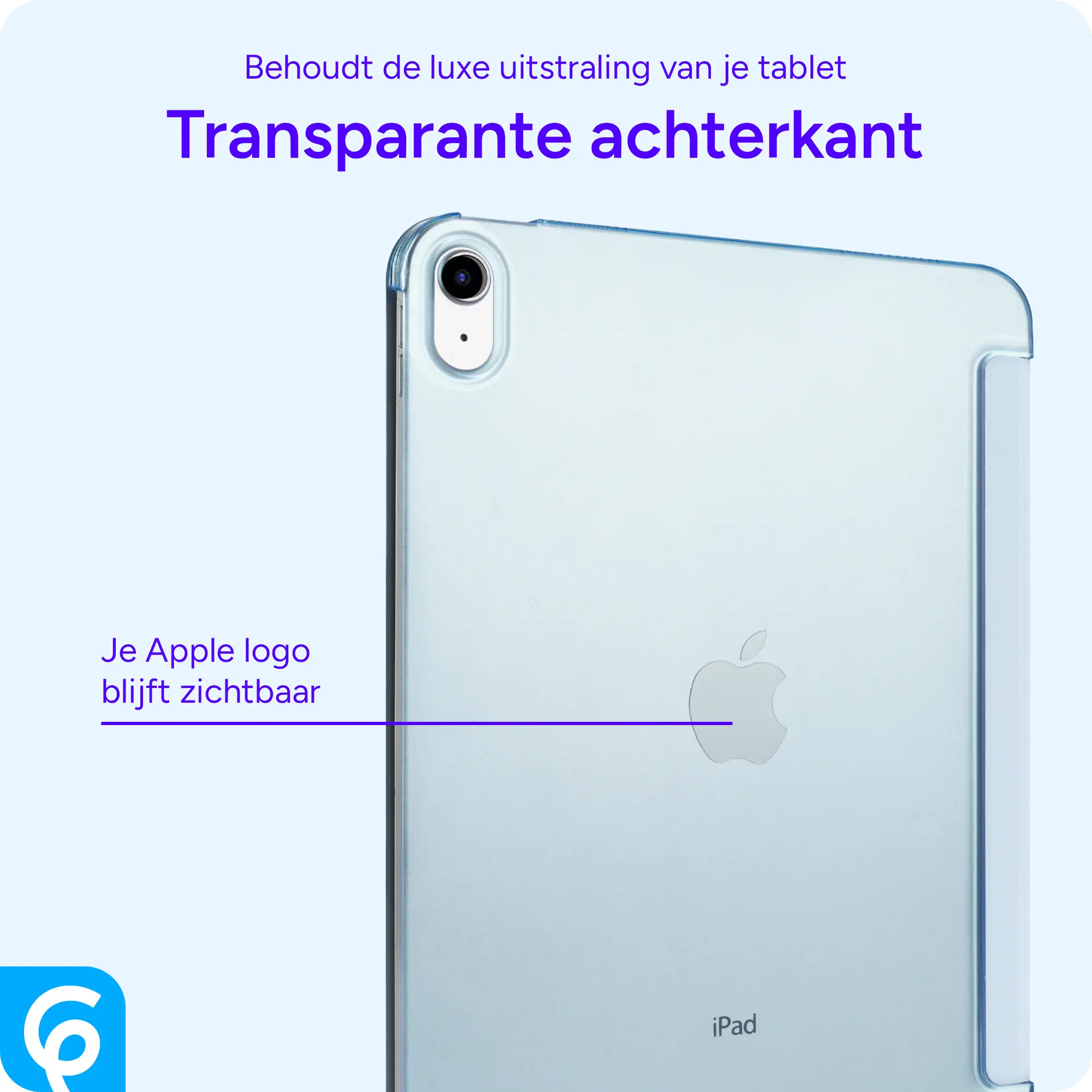 Apple iPad 11 (25) / 10.9 (22) Hoes Transparante Tri-Fold Book Case Lichtblauw afbeelding 2