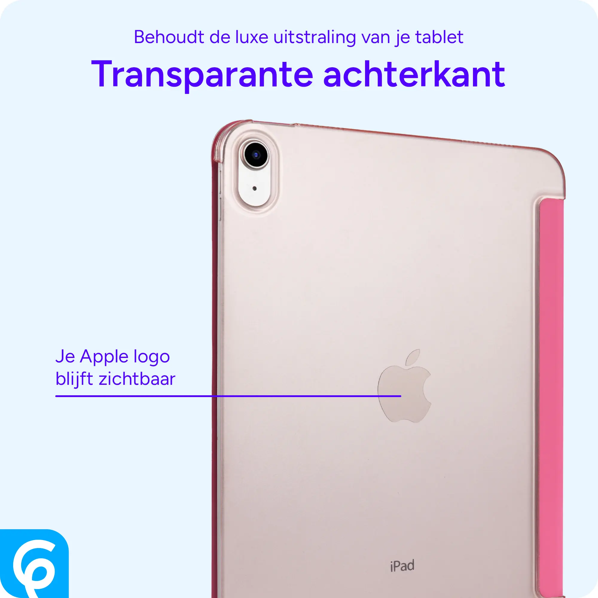 Apple iPad 11 (25) / 10.9 (22) Hoes Transparante Tri-Fold Book Case Roze afbeelding 2