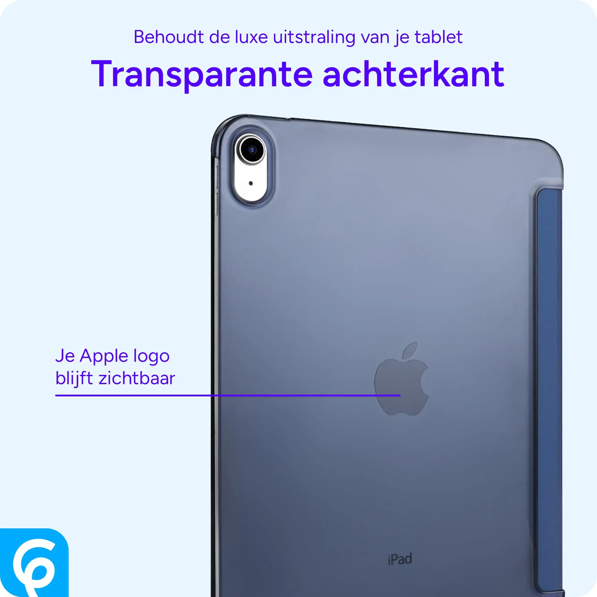 Apple iPad Air 10.9 (2022/2020) Hoes Transparante Tri-Fold Book Case Blauw afbeelding 2