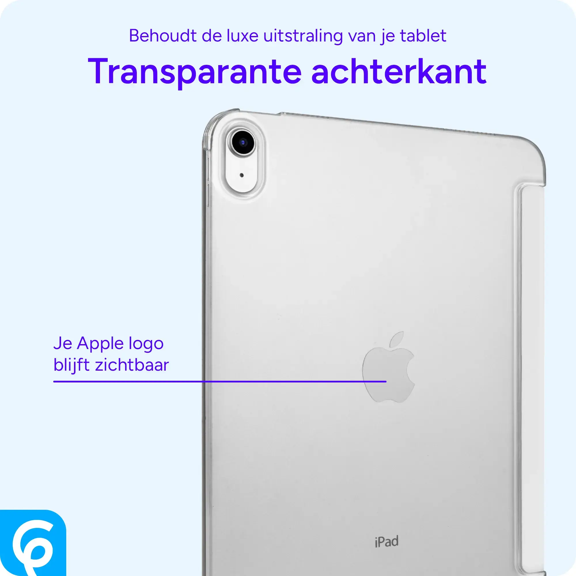 Apple iPad Air 10.9 (2022/2020) Hoes Transparante Tri-Fold Book Case Beige afbeelding 2